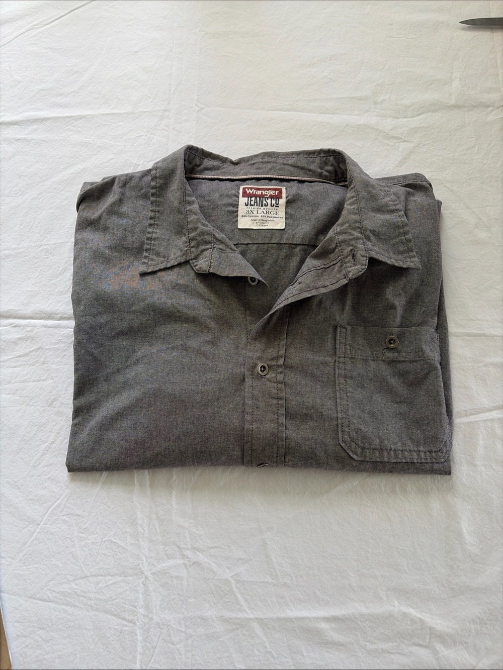Wrangler Blue-Gray Button Shirt with Red Logo Detail Size 3X